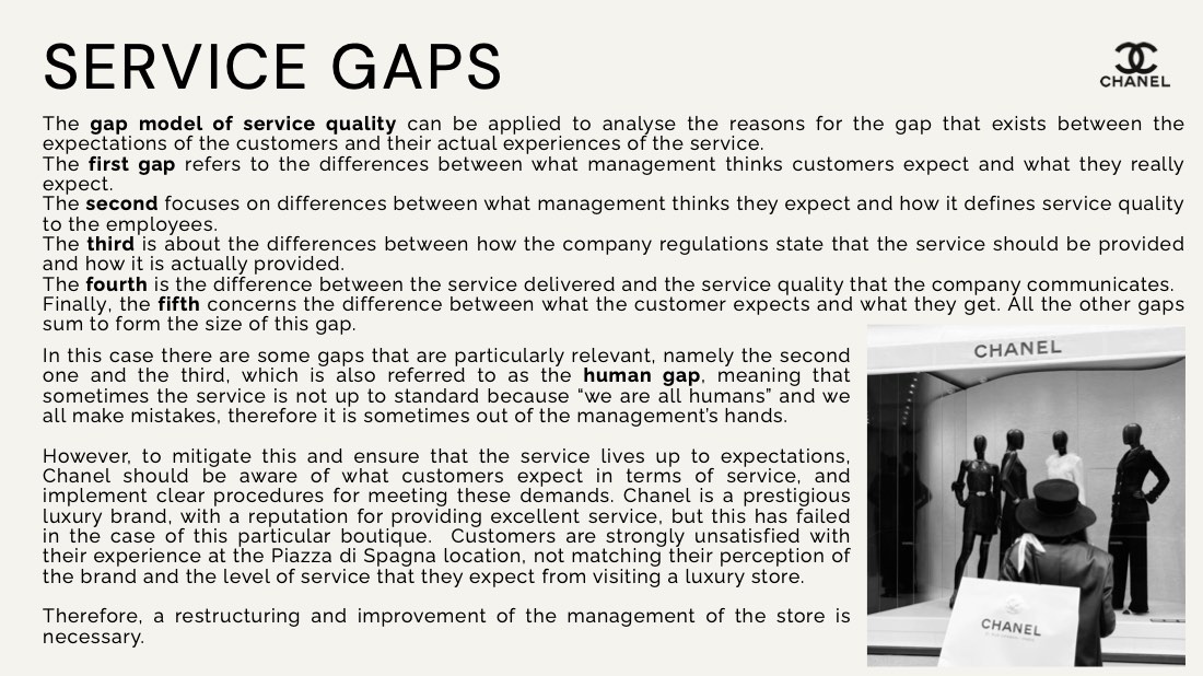 Chanel at the Piazza di Spagna, a servicescape problem, page 9